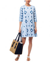 Load image into Gallery viewer, Gretchen Scott Blue Ikat Print Swing Dress