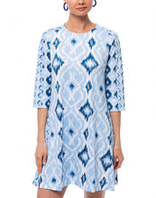 Load image into Gallery viewer, Gretchen Scott Blue Ikat Print Swing Dress