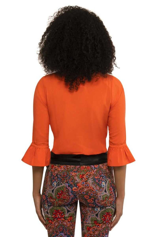 Gretchen Scott Orange Chiffon Blouse