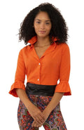 Gretchen Scott Orange Chiffon Blouse