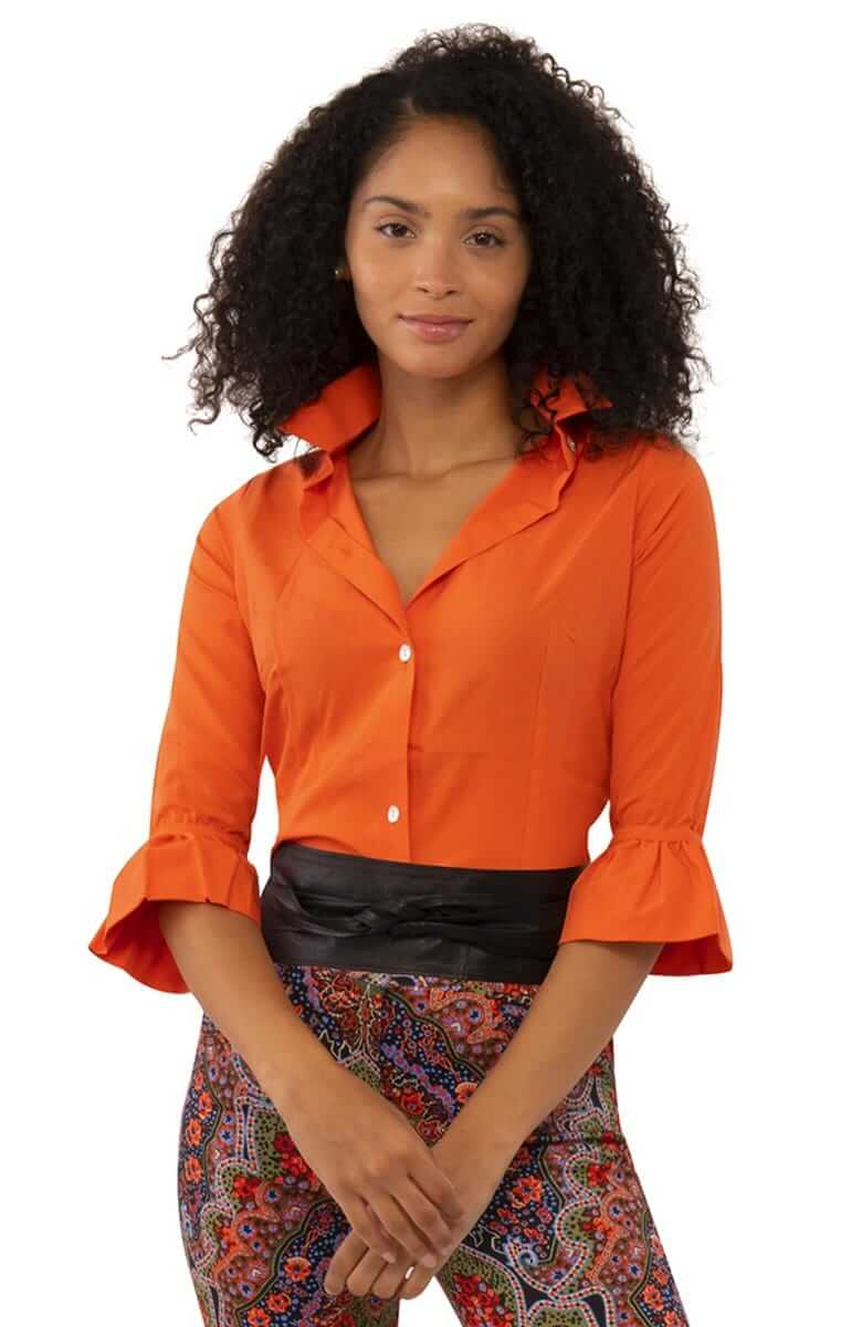 Gretchen Scott Orange Chiffon Blouse