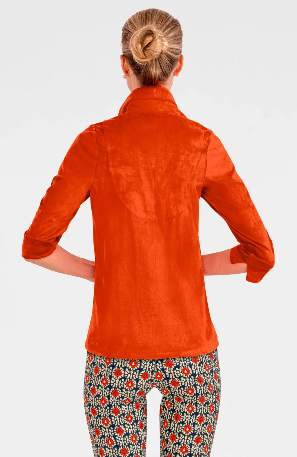 Gretchen Scott Twist and Shout Orange Suede Blouse