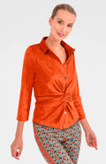 Gretchen Scott Twist and Shout Orange Suede Blouse